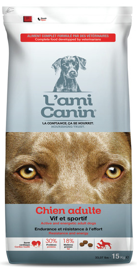 PALETTE CHIEN ADULTE - VIF ET SPORTIF - SAC 15KG