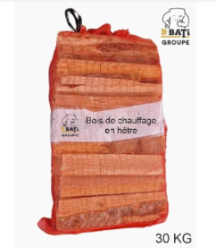 PALETTE SAC TOUGE DE BOIS DE CHAUFFAGE EN HÊTRE - 30 KG -